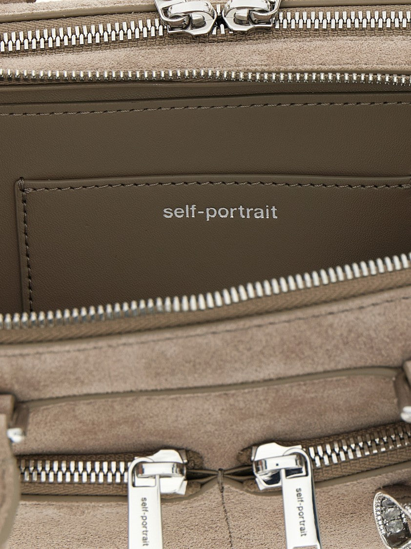 Self-Portrait Tan Suede Baguette Shoulder Bag