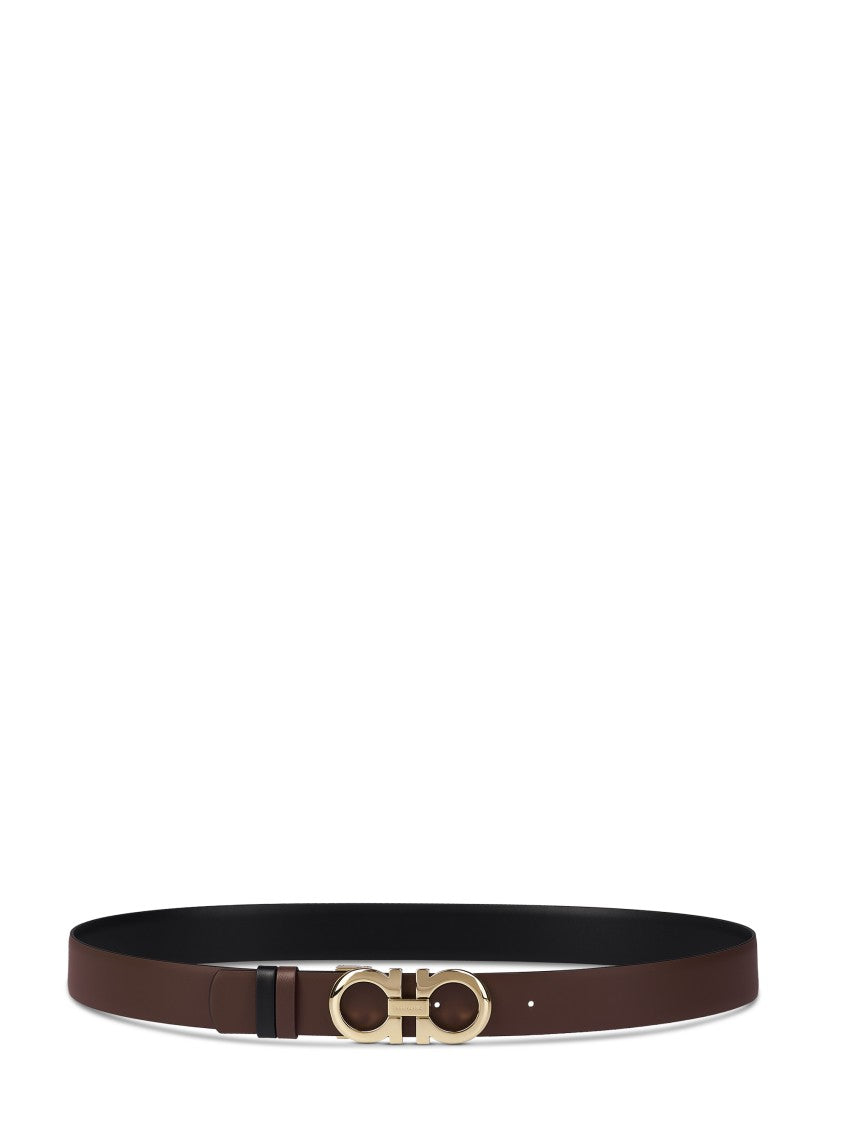 Ferragamo High-Quality Leather Belt With Gold-Tone Buckle