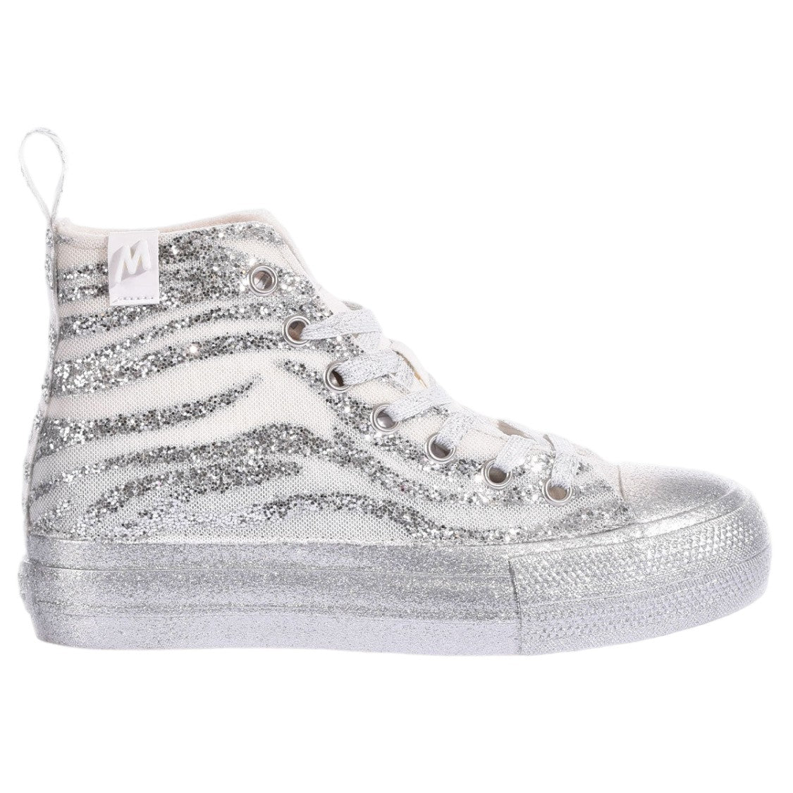 Mimanera Silver Metal Handcrafted Ergonimic Platform Sneakers