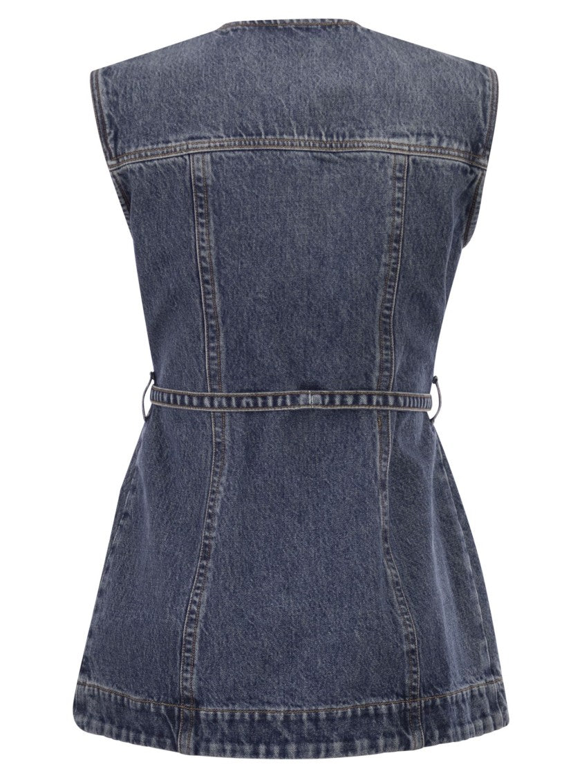 Sportmax Spddominio - Denim Sleeveless Top