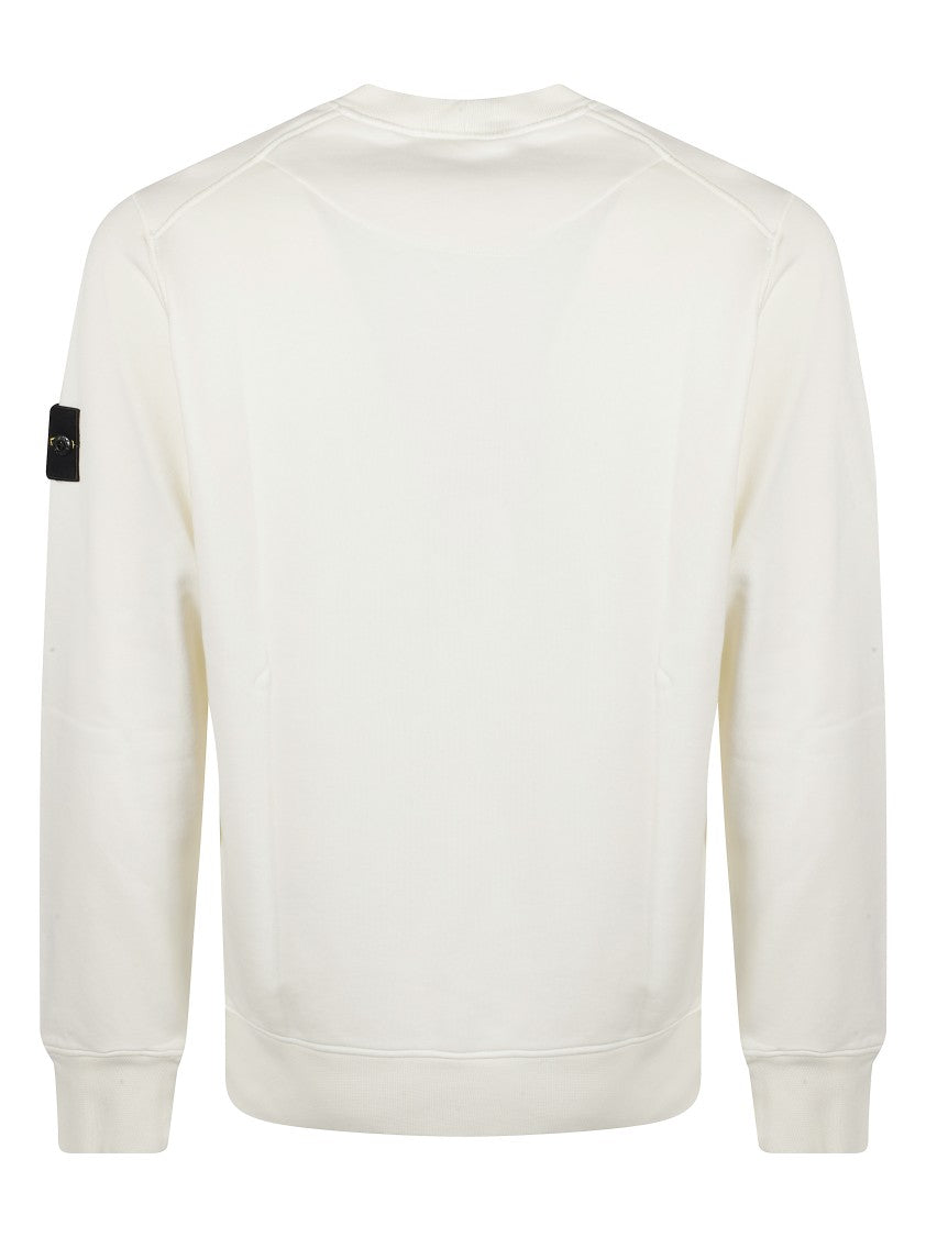 Stone Island Ivory Sweater With Crew Neckline And Subtle Logo Patch