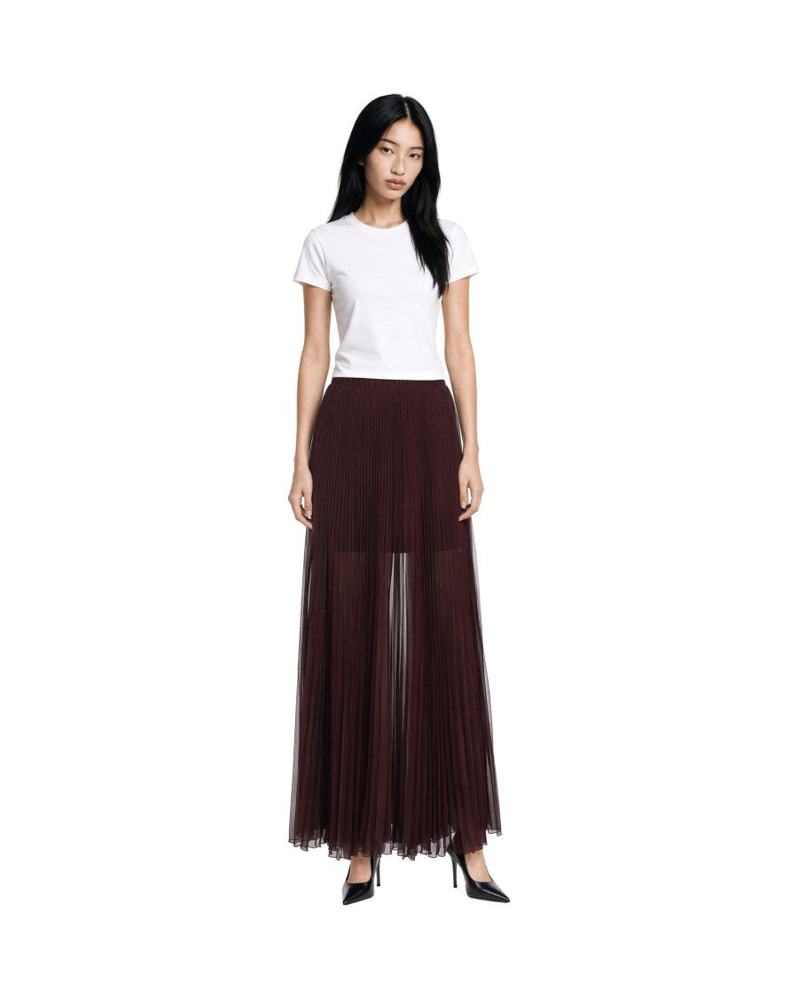 Patrizia Pepe Black Georgette Pleated Maxi Skirt