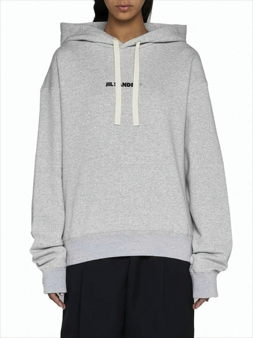 Jil Sander Relaxed Fit Cropped Cotton Hoodie With Subtle Logo
