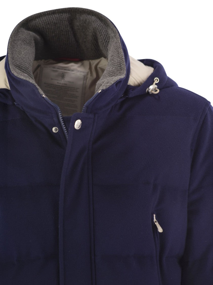 Brunello Cucinelli Wool Down Jacket With Detachable Hood