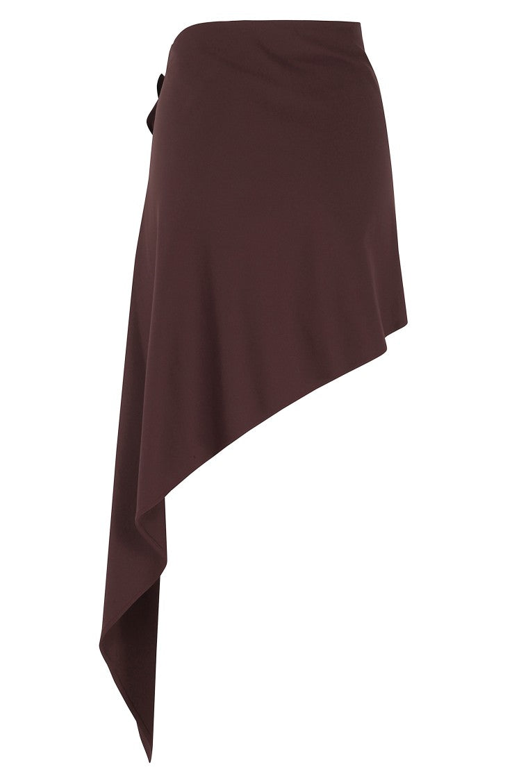 Magda Butrym Bordeaux Draped Swim Floral Polyamide-Blend Mini Skirt