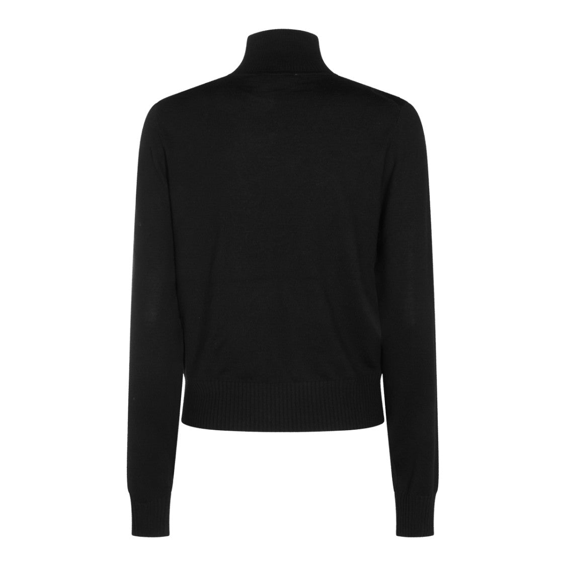 Zimmermann High Neck Black Sweater With V-Shaped Lace Applique