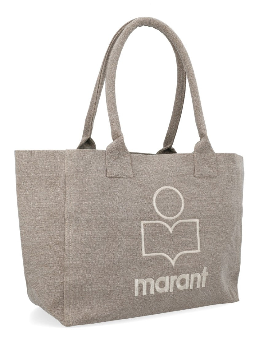 Isabel Marant Textured Cotton Tote Bag With Embroidered Logo