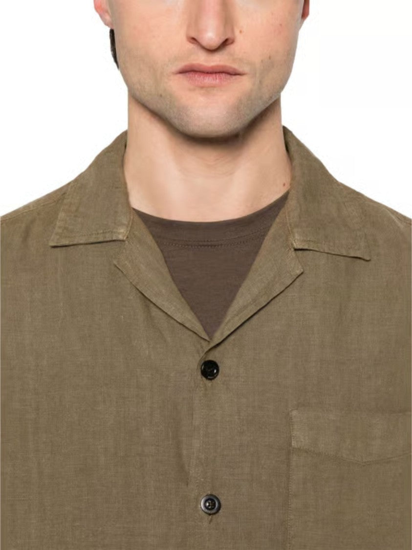 Boglioli Relaxed Fit Brown Linen Shirt