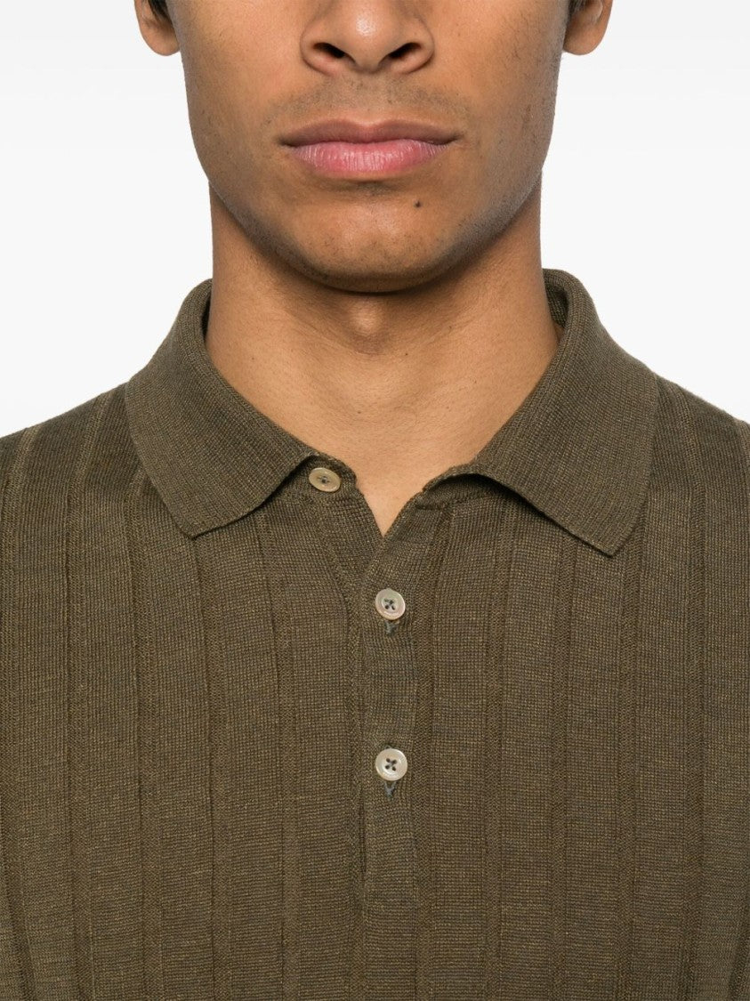 Boglioli Flat-Ribbed Green Polo Shirt With Tailored Fit