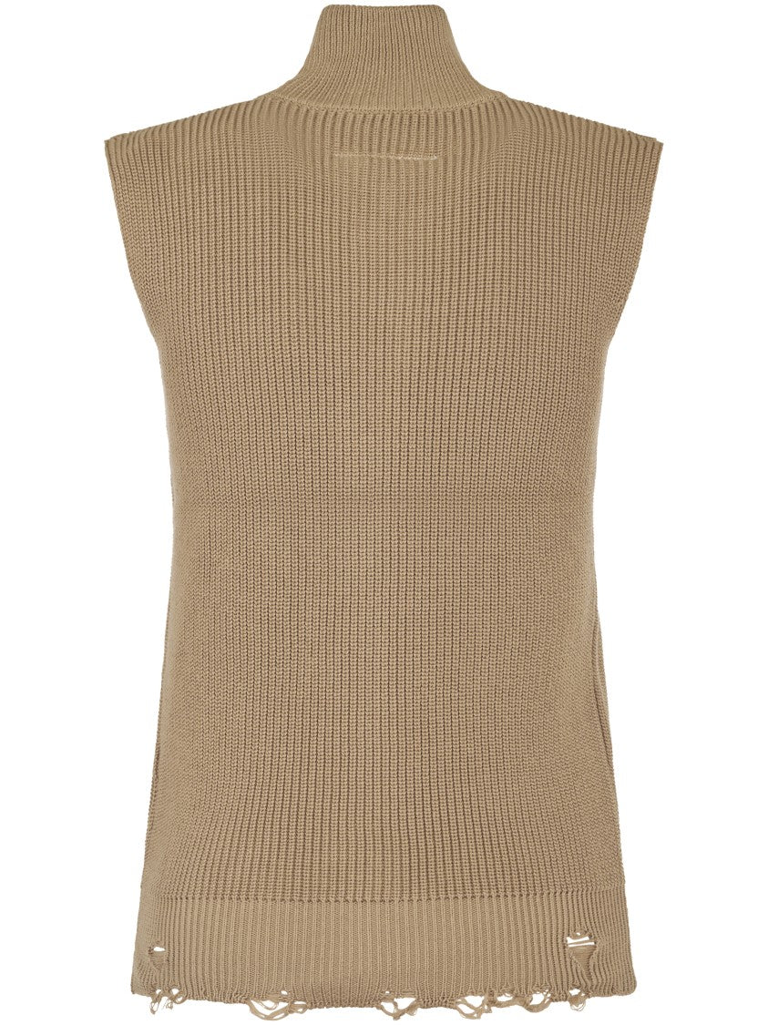 Mm6 By Maison Margiela Sleeveless Gilet With High Collar