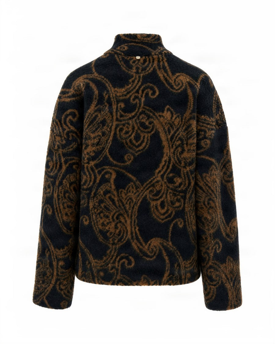 Liu Jo Paisley Wool-Blend Knitted Bomber Jacket