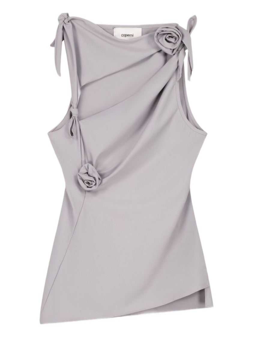 Coperni Grey Asymmetrical Cut Out Flower Top