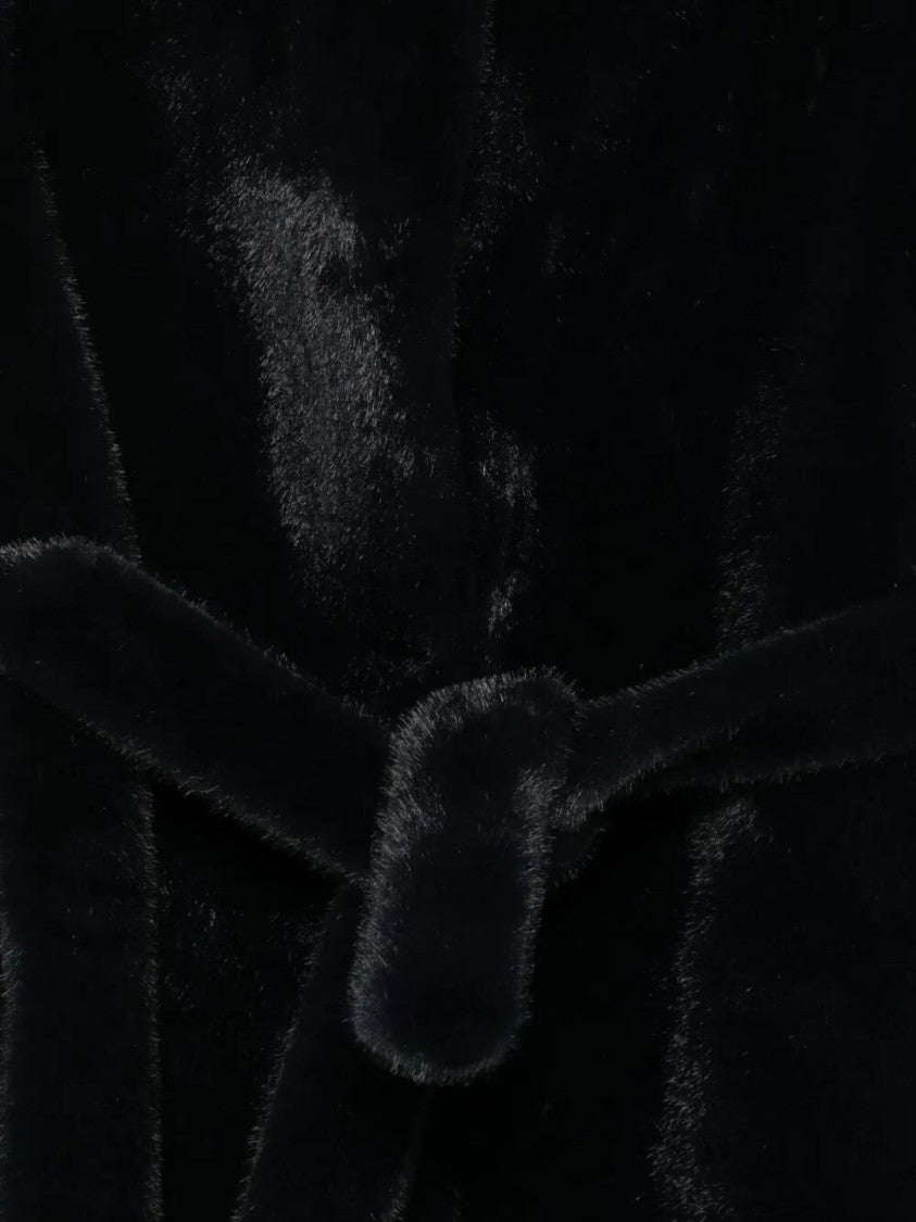 Valentini 1972 Plush Velvet Texture Black Coat