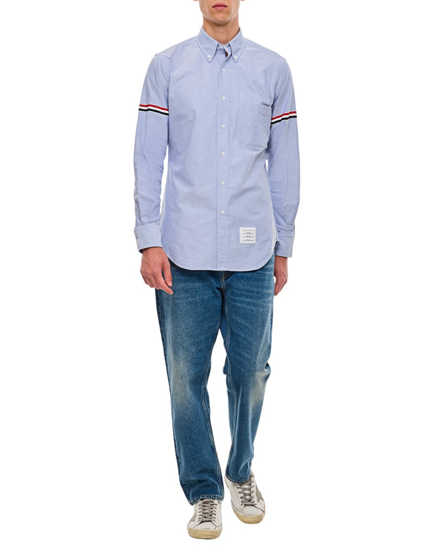 Thom Browne Light Blue Classic Button-Up Shirt With Grosgrain Detail