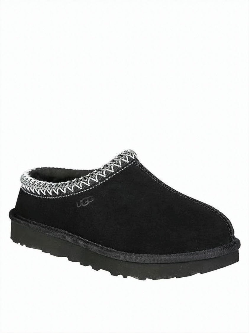 Ugg Suede Slip-On Mules With Decorative Zigzag Stitch Detail