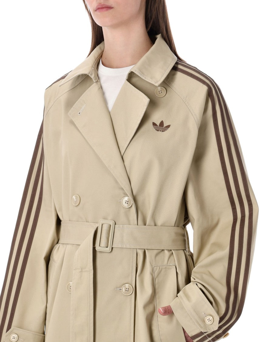 Adidas Technical Trench Coat With Waist-Defining Belt And Contrasting Stripes