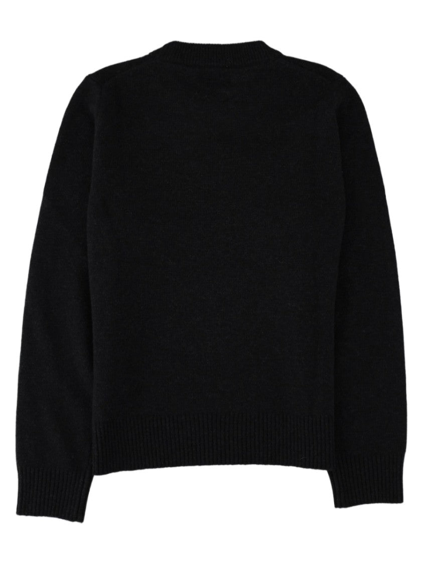 Ganni Black Graphic Wool-Blend Knit Sweatshirt