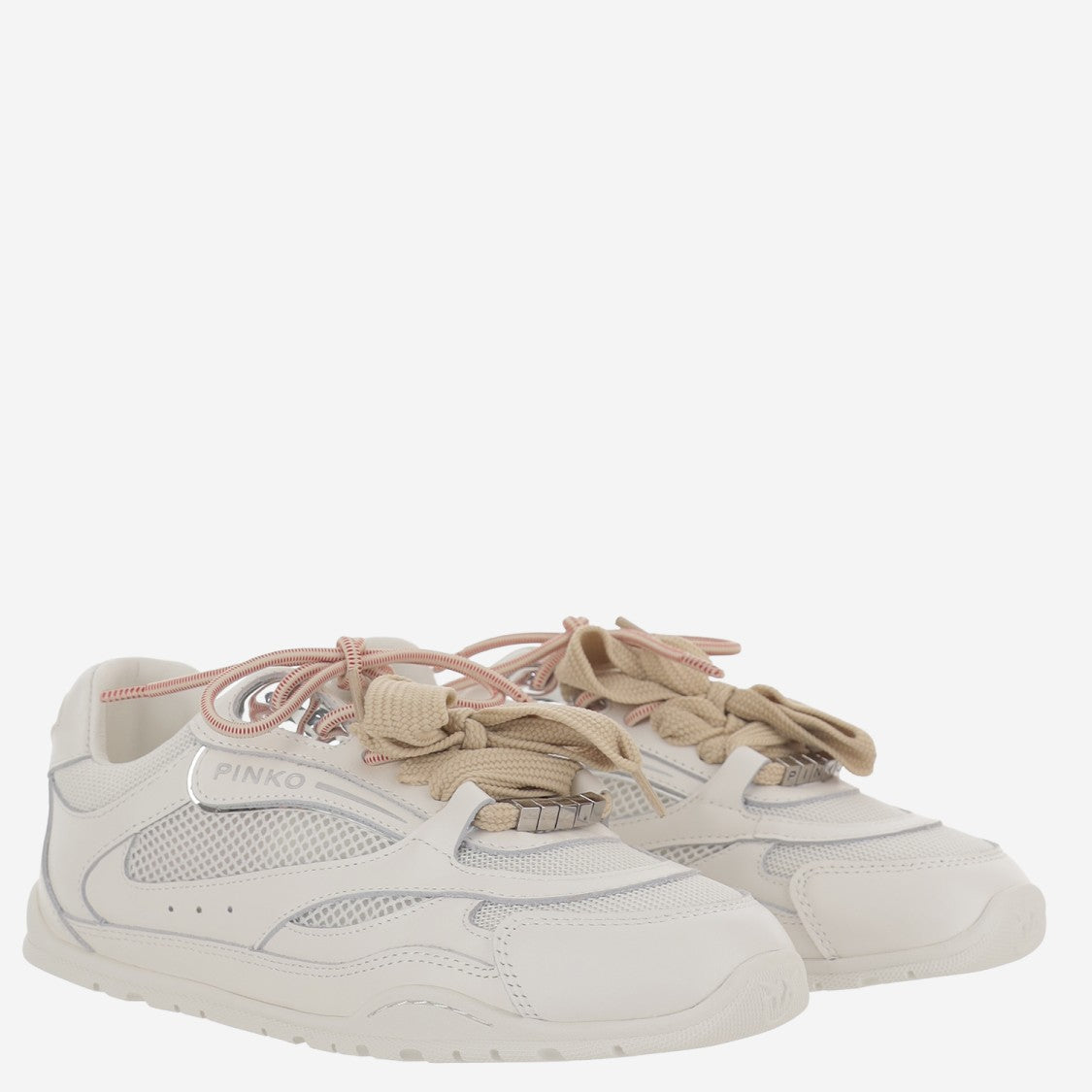 Pinko Two-Tone Lace-Up Sneakers With Technical Mesh Inserts
