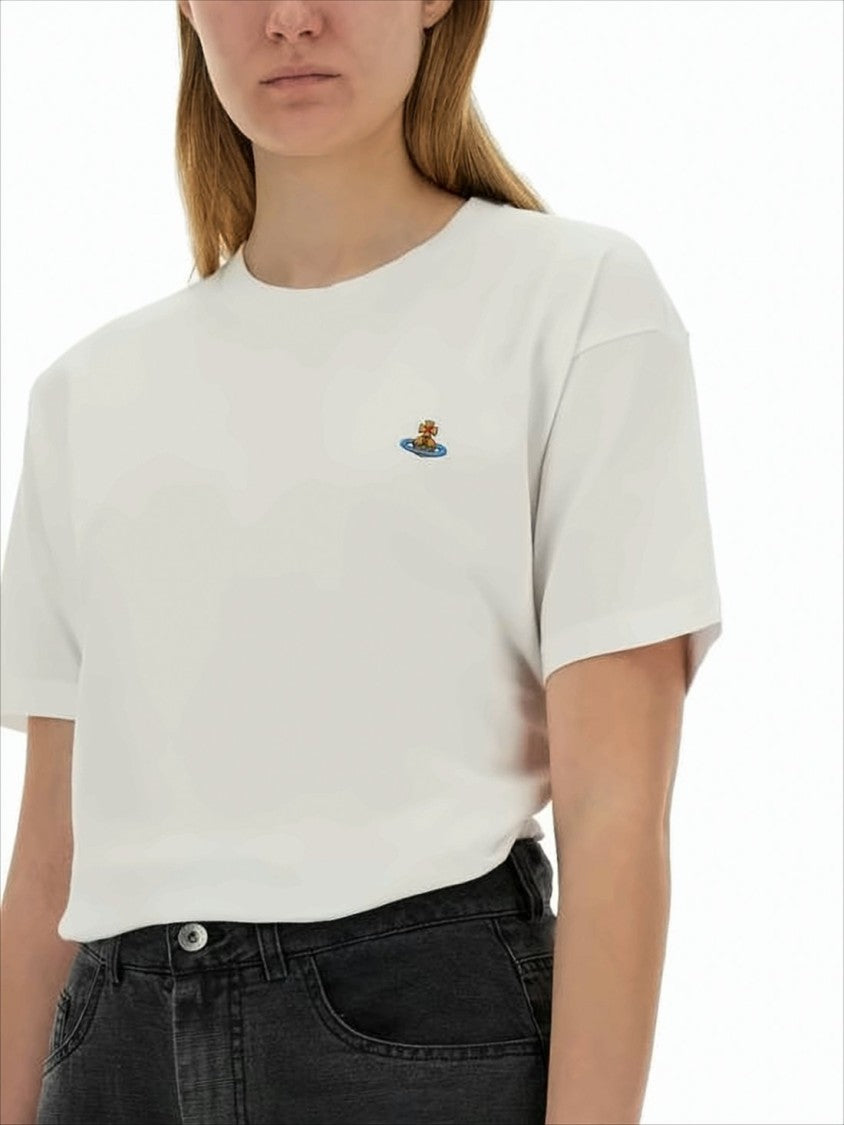 Vivienne Westwood Short-Sleeved Classic White T-Shirt With Embroidered Detail