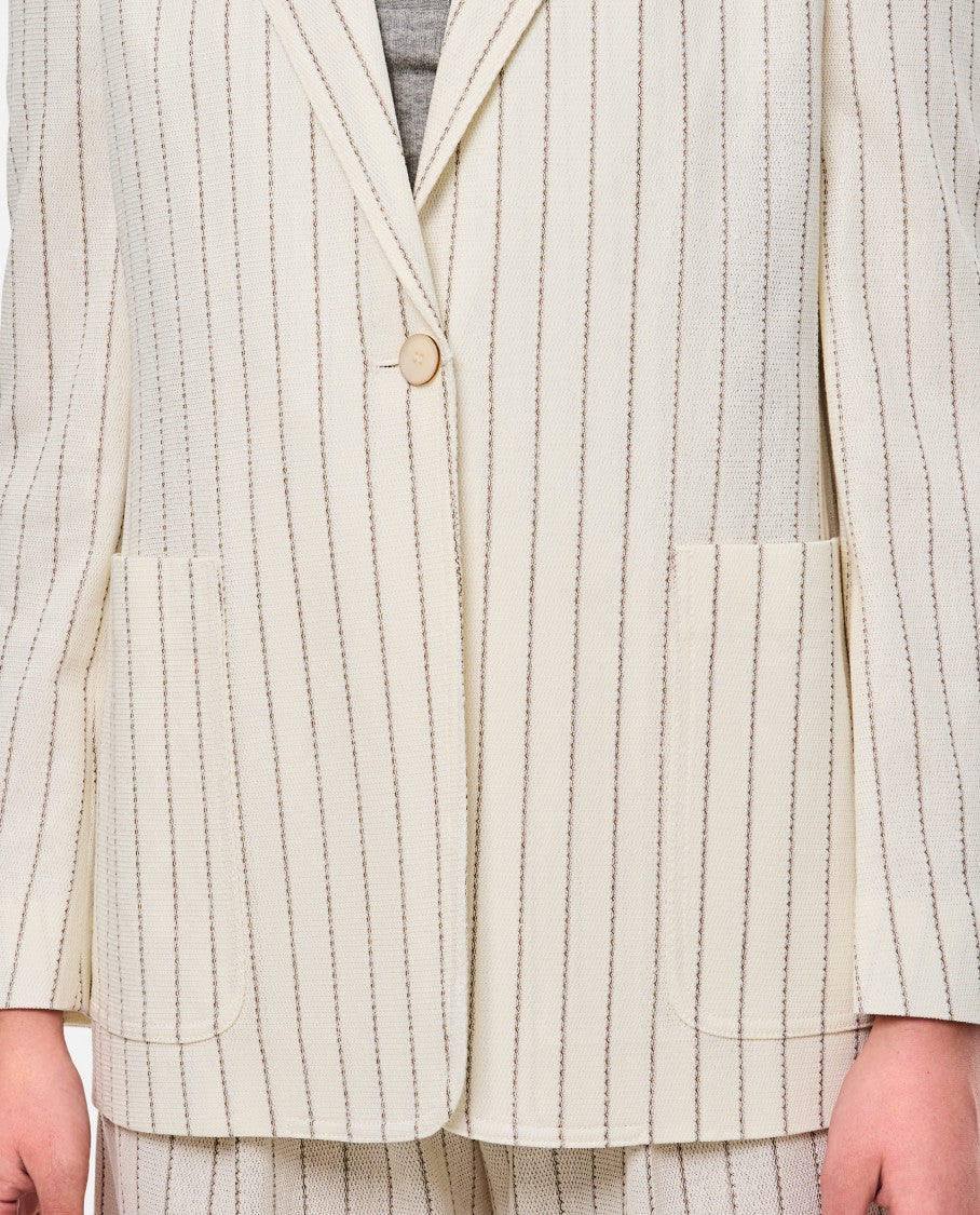 Max Mara Beige Vertical Striped Tailored Jacket