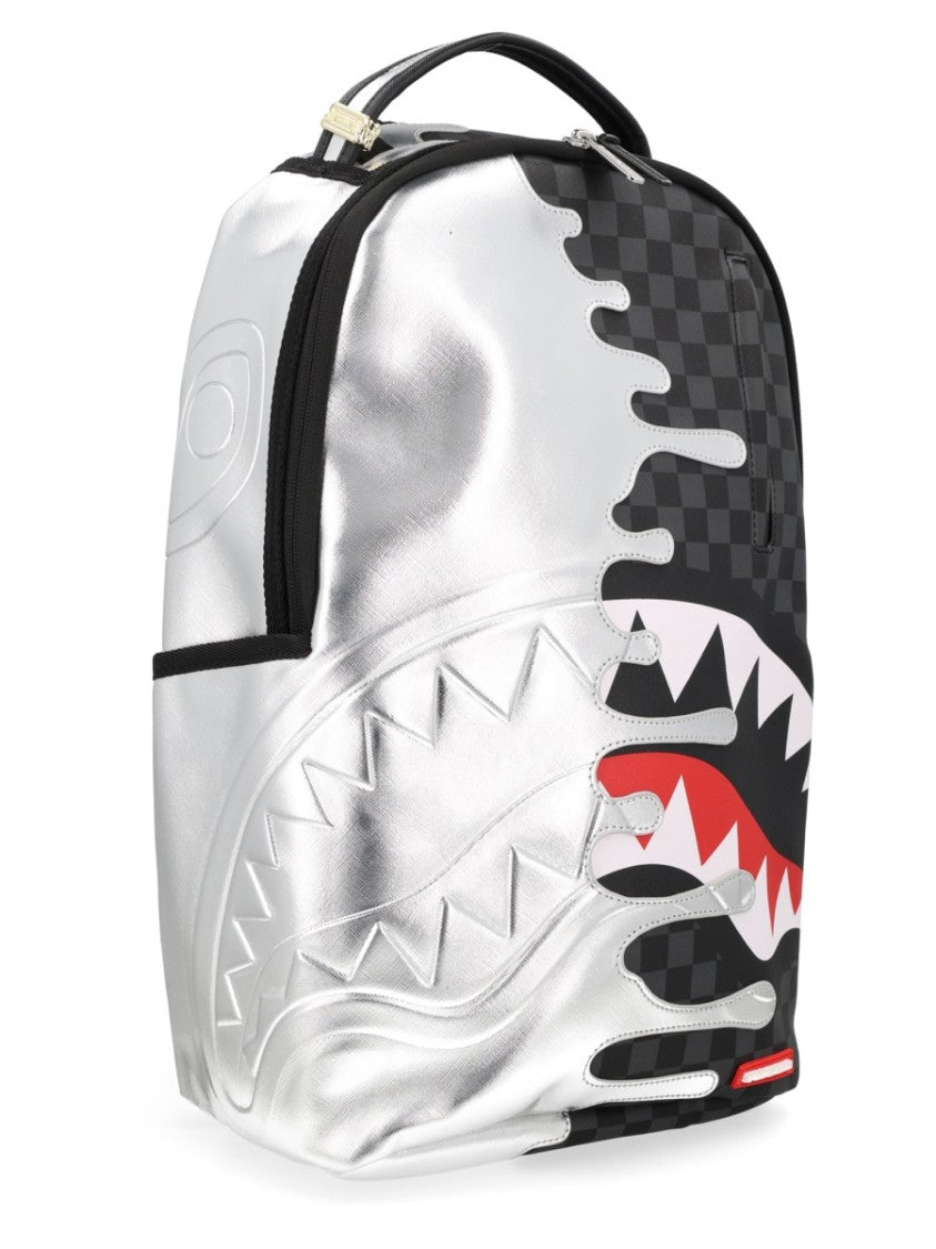 Sprayground Silver Silver Side Drip Checkered Backpack
