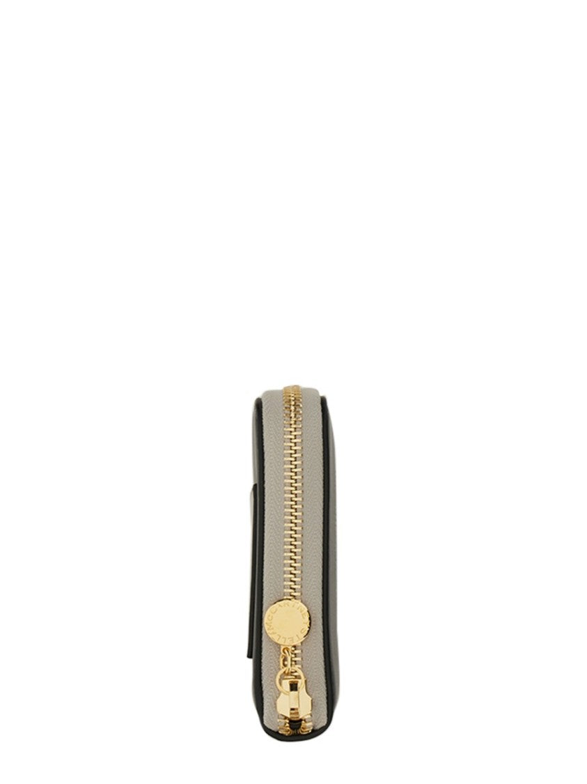 Stella Mccartney Zipped Wallet With Circular Logo And Gold Hardware