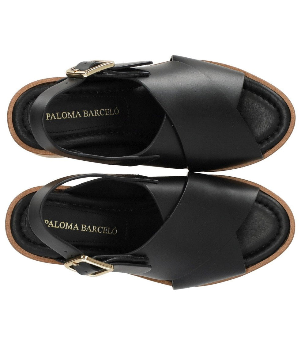 Paloma Barceló Begonia Black Wedge Sandal