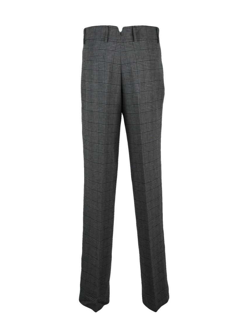 Aniye By Straight-Leg Trousers In Fluid Grey Checkered Fabric