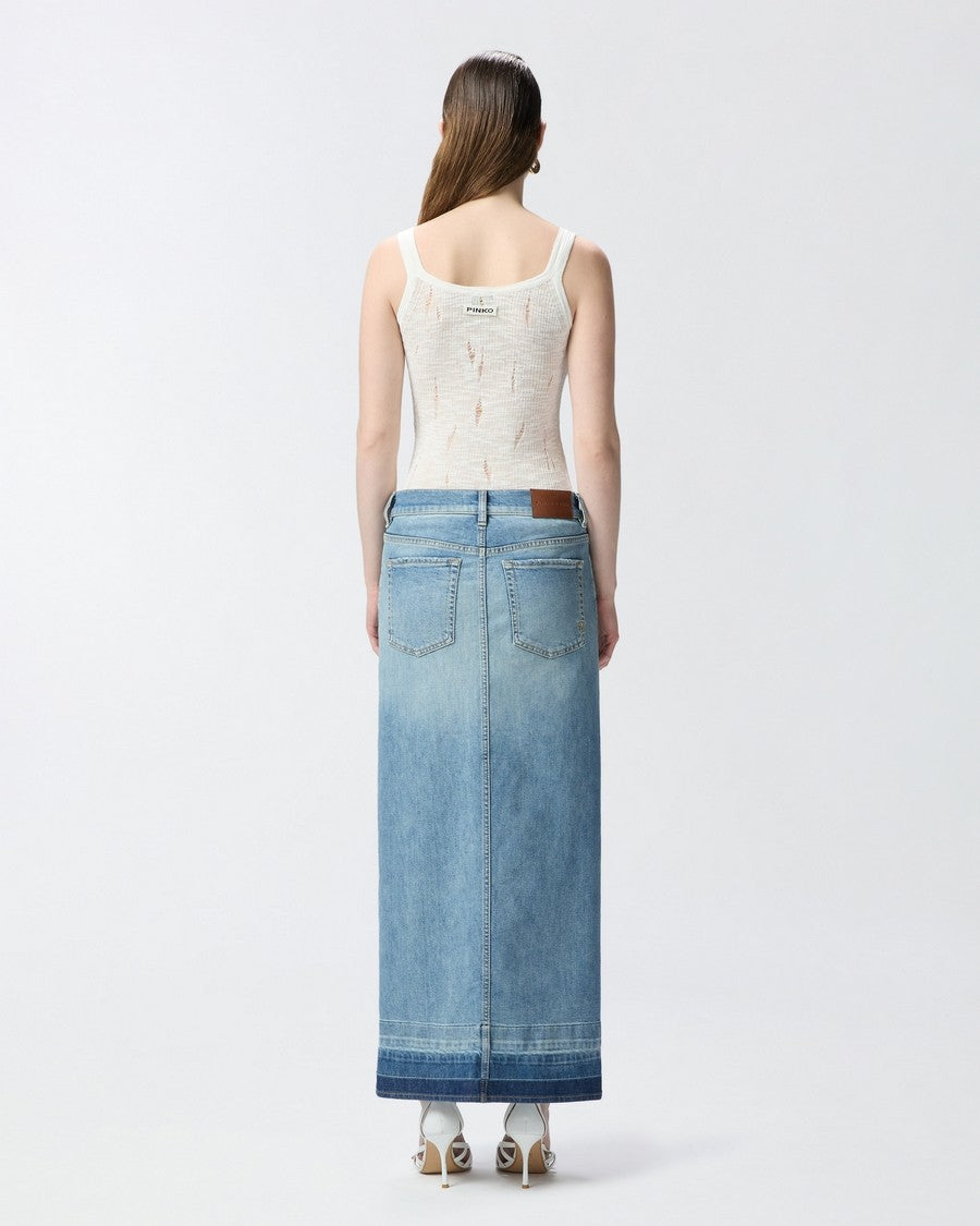 Pinko White Ribbed Scoop Neck Cotton Top