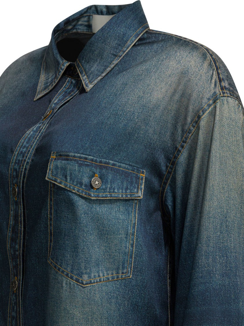 Golden Goose Denim-Style Jacket With Button-Down Front And Vintage Wash