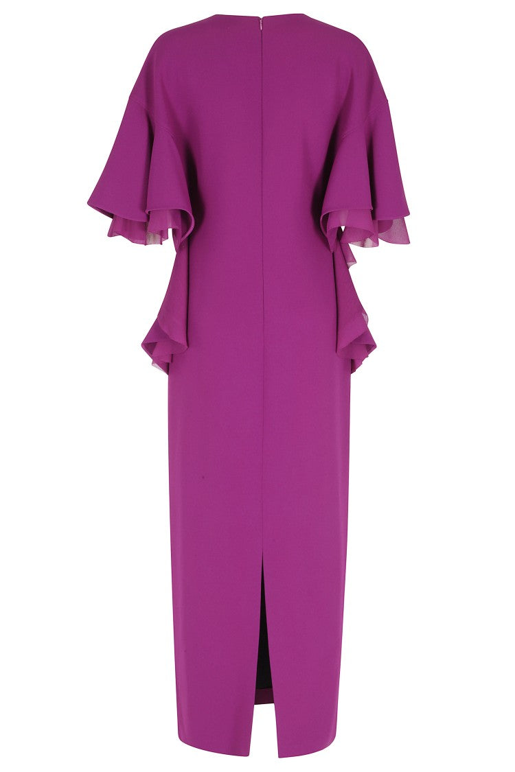 Alberta Ferretti Purple Cady Plunging V-Neck Viscose Midi Dress