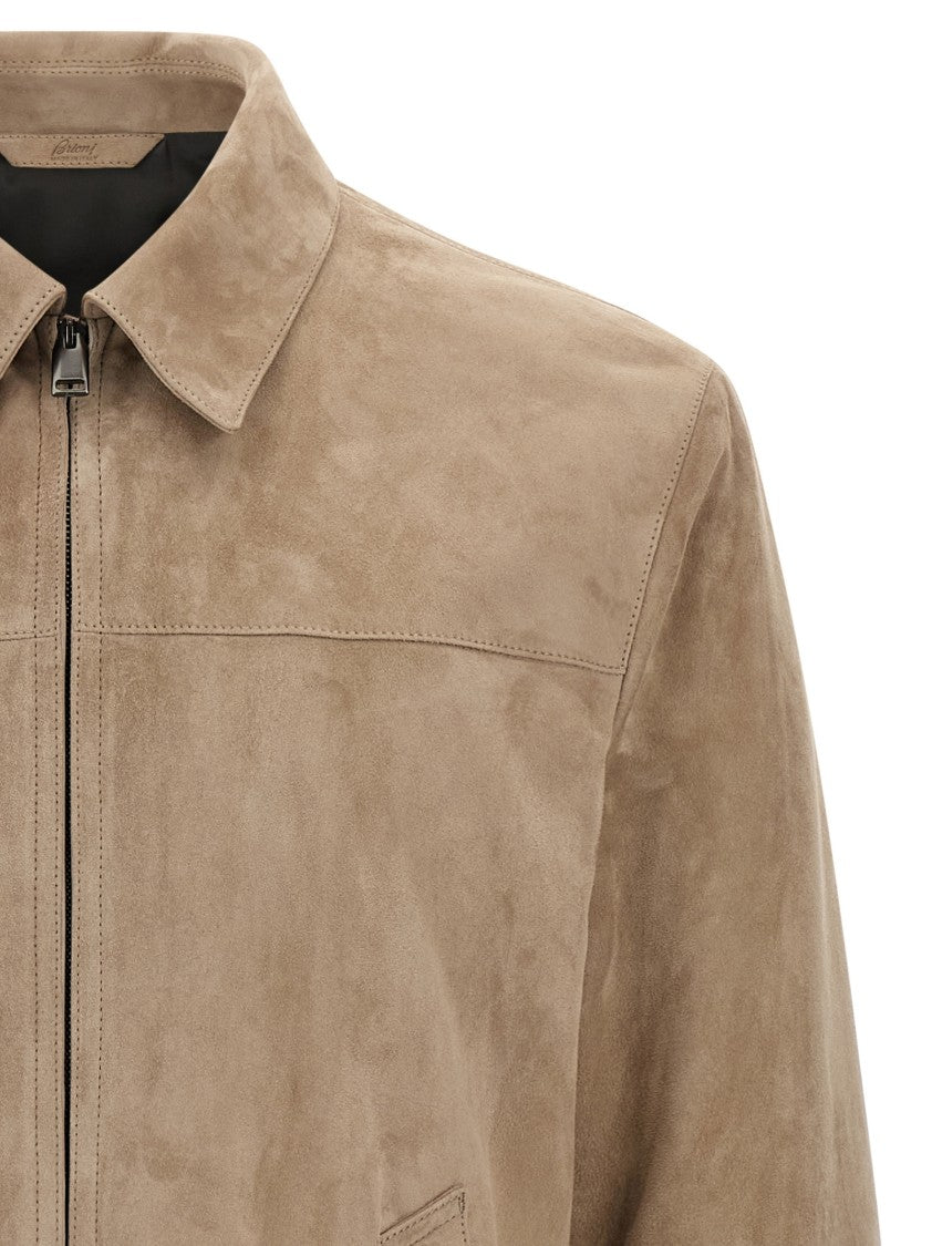 Brioni Classic Suede Blouson With Cupro Lining