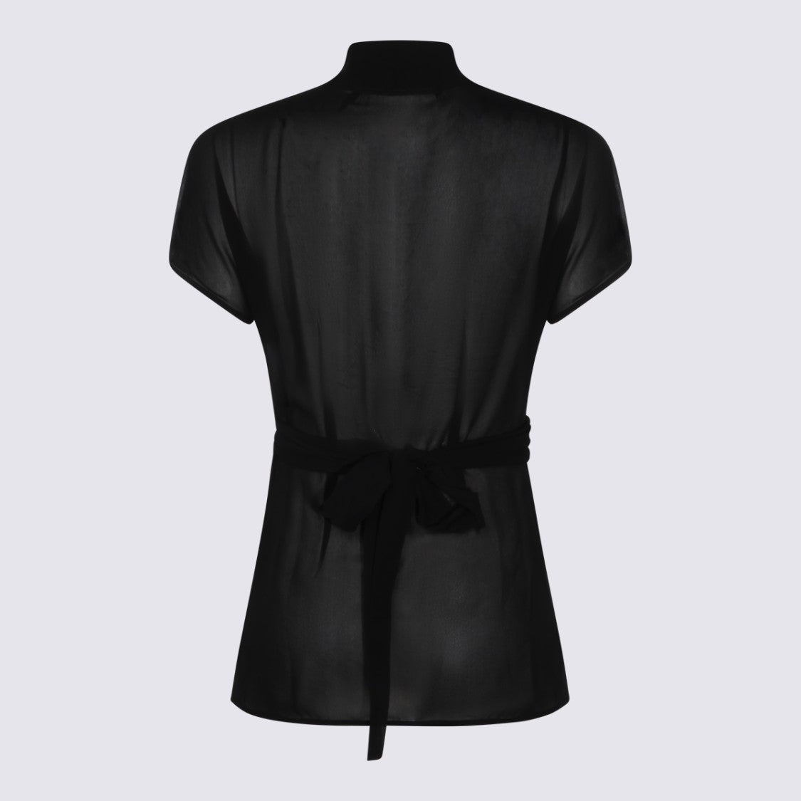 Rick Owens Translucent Silk Top With High Collar