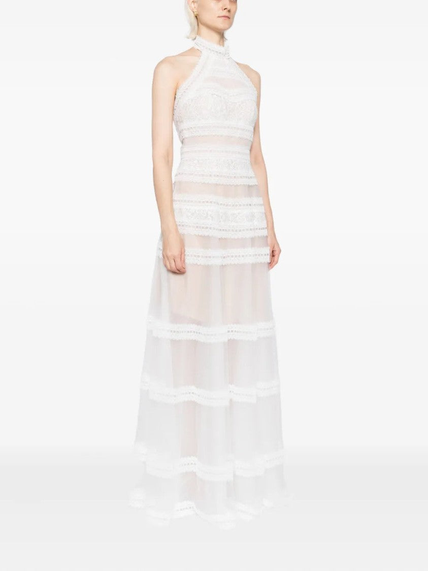 Saiid Kobeisy Lace Striped Long Dress