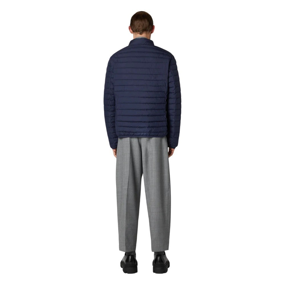 Save The Duck Functional Blue Jacket With Stand-Up Collar And Double-Slider Zip