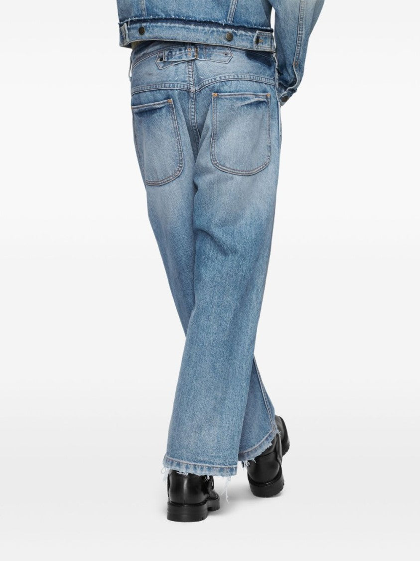 Maison Margiela Relaxed Fit Blue Jeans With Raw Frayed Hems