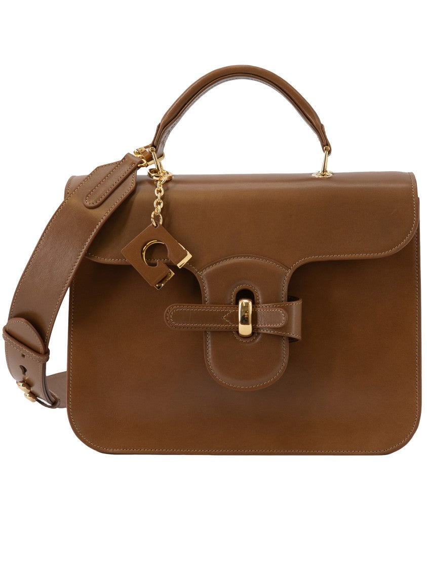 Gherardini Bellona Structured Brown Leather Buckle Handbag
