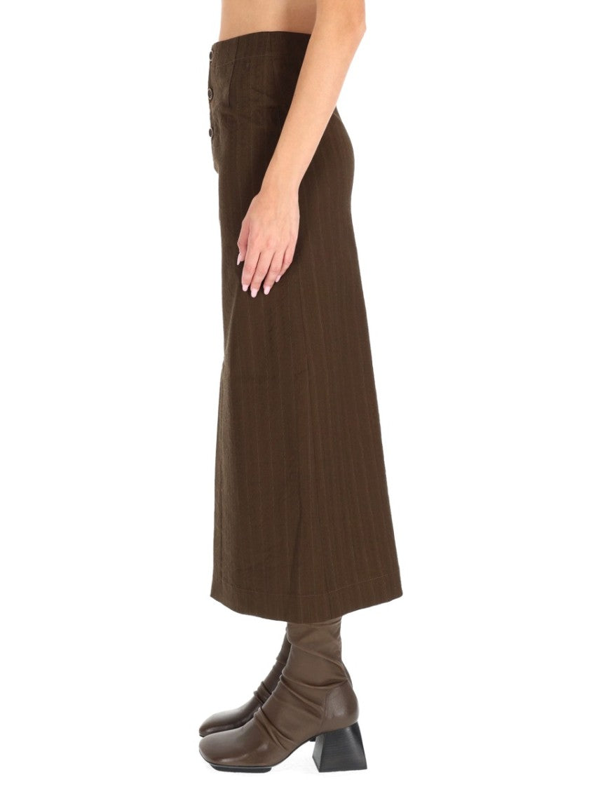 Uma Wang Straight Midi Gad Virgin Wool-Blend Skirt