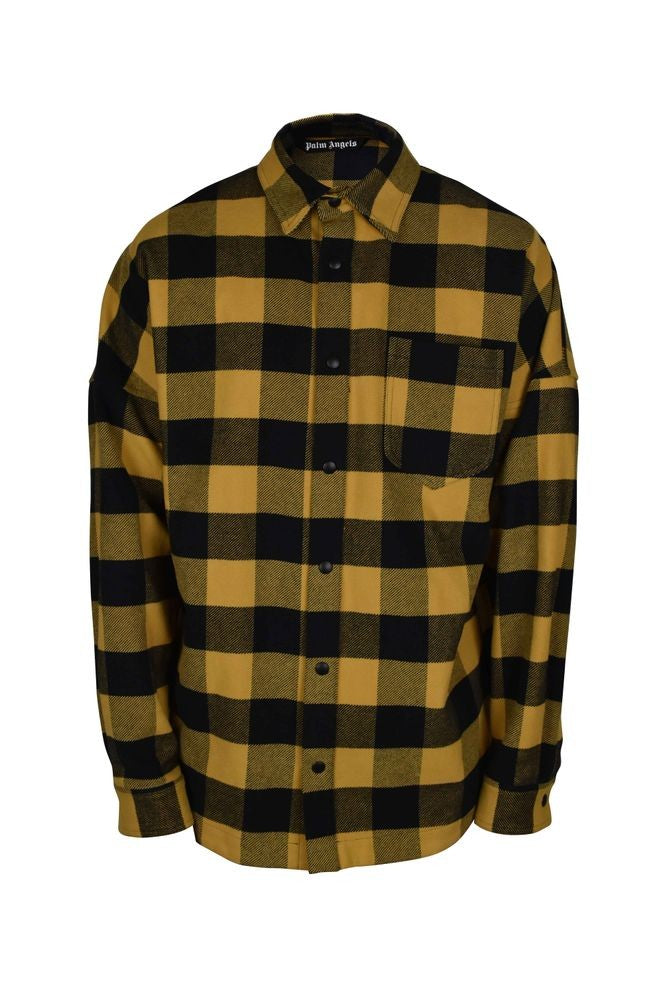 Palm Angels Check Pattern Button-Up Shirt With Logo Detail