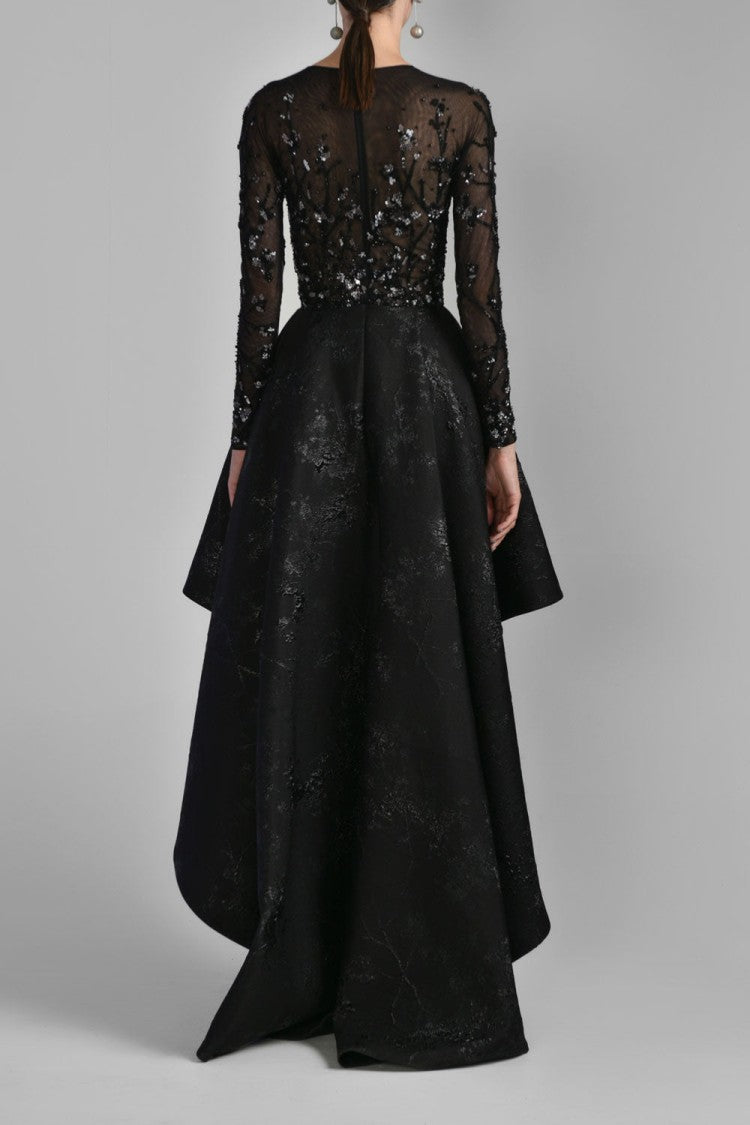 Saiid Kobeisy High-Low Brocade Beaded Dress