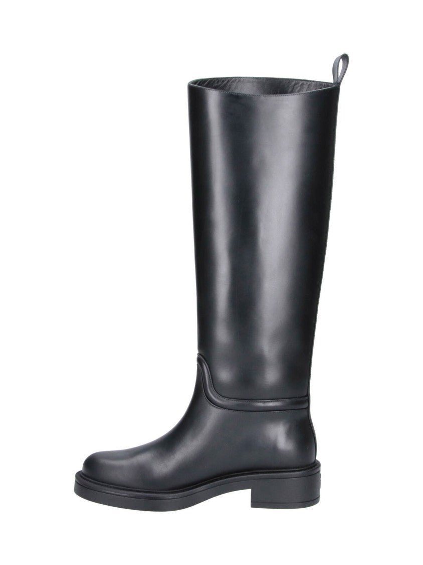 Stuart Weitzman Black Celia Calfskin Slip-On Boots