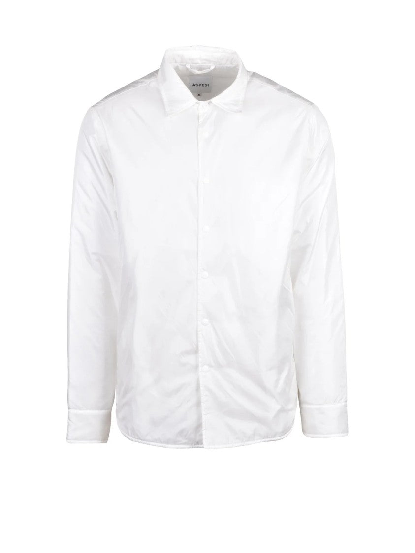 Aspesi White Padded Snap Button Polyamide Shirt