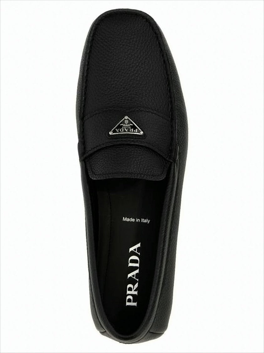Prada Textured Black Leather Loafers