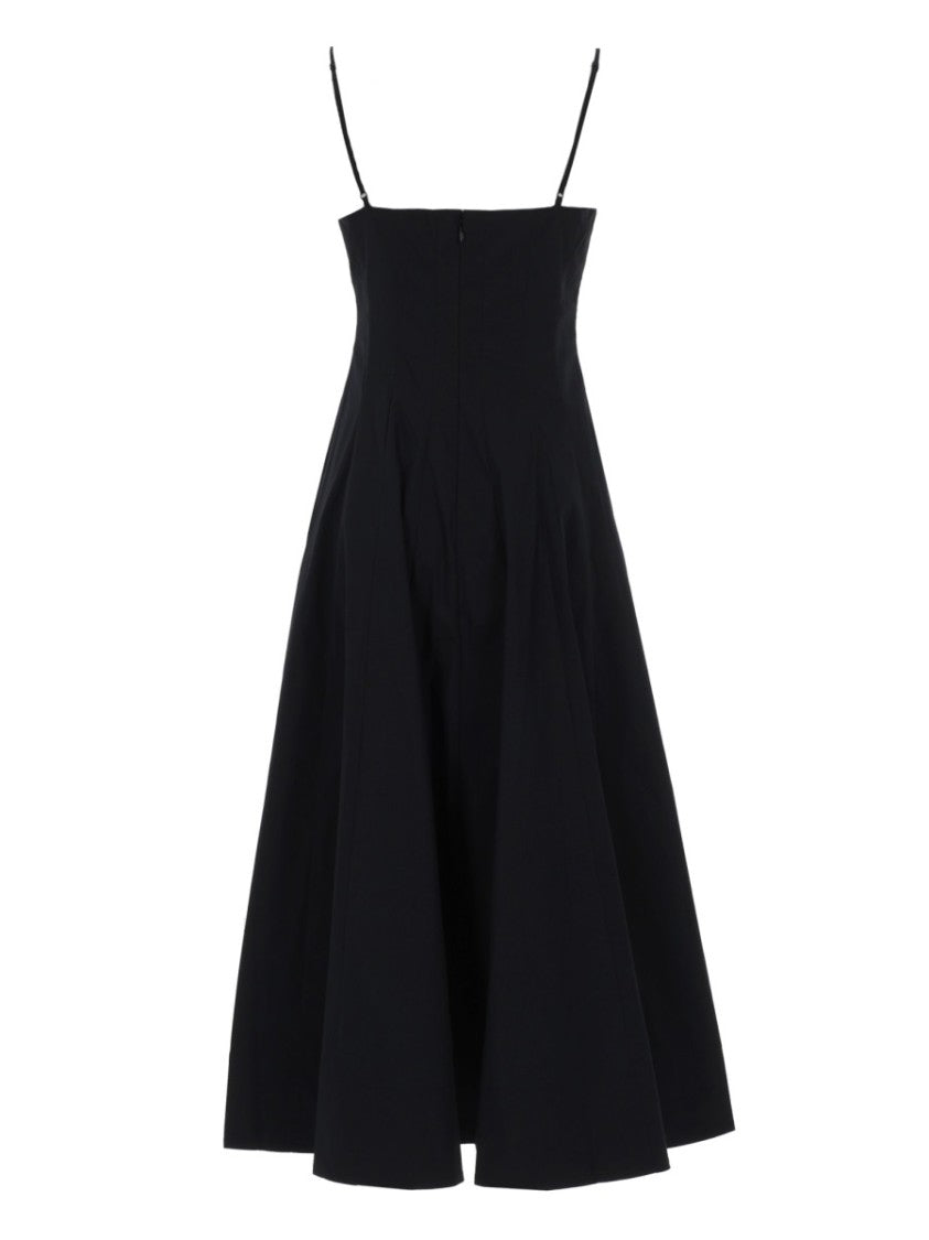 Staud Wylie Fitted Bodice Pleated Midi Dress