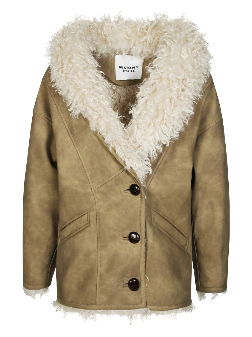Isabel Marant Étoile Structured High-Collar Coat With Shearling Lining