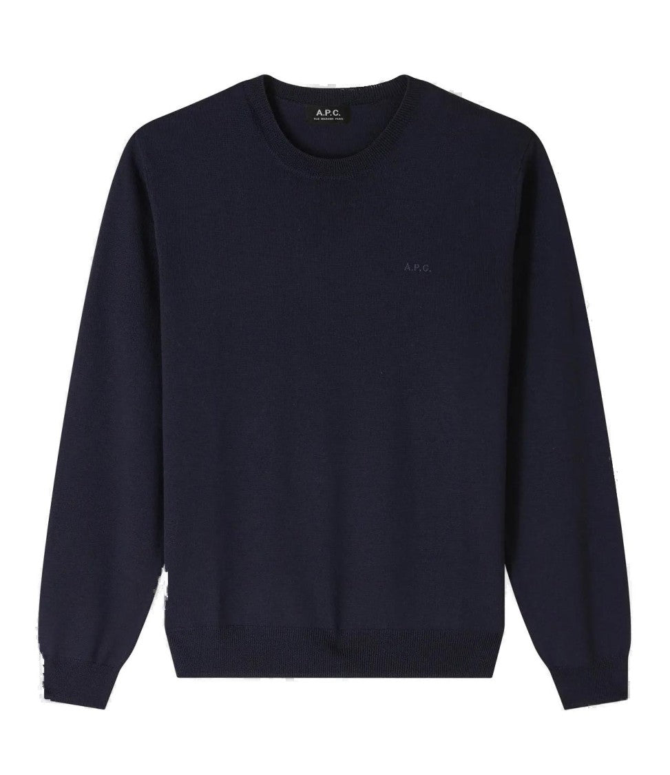 A.P.C. Merino Wool Jumper With Tone-On-Tone Embroidery
