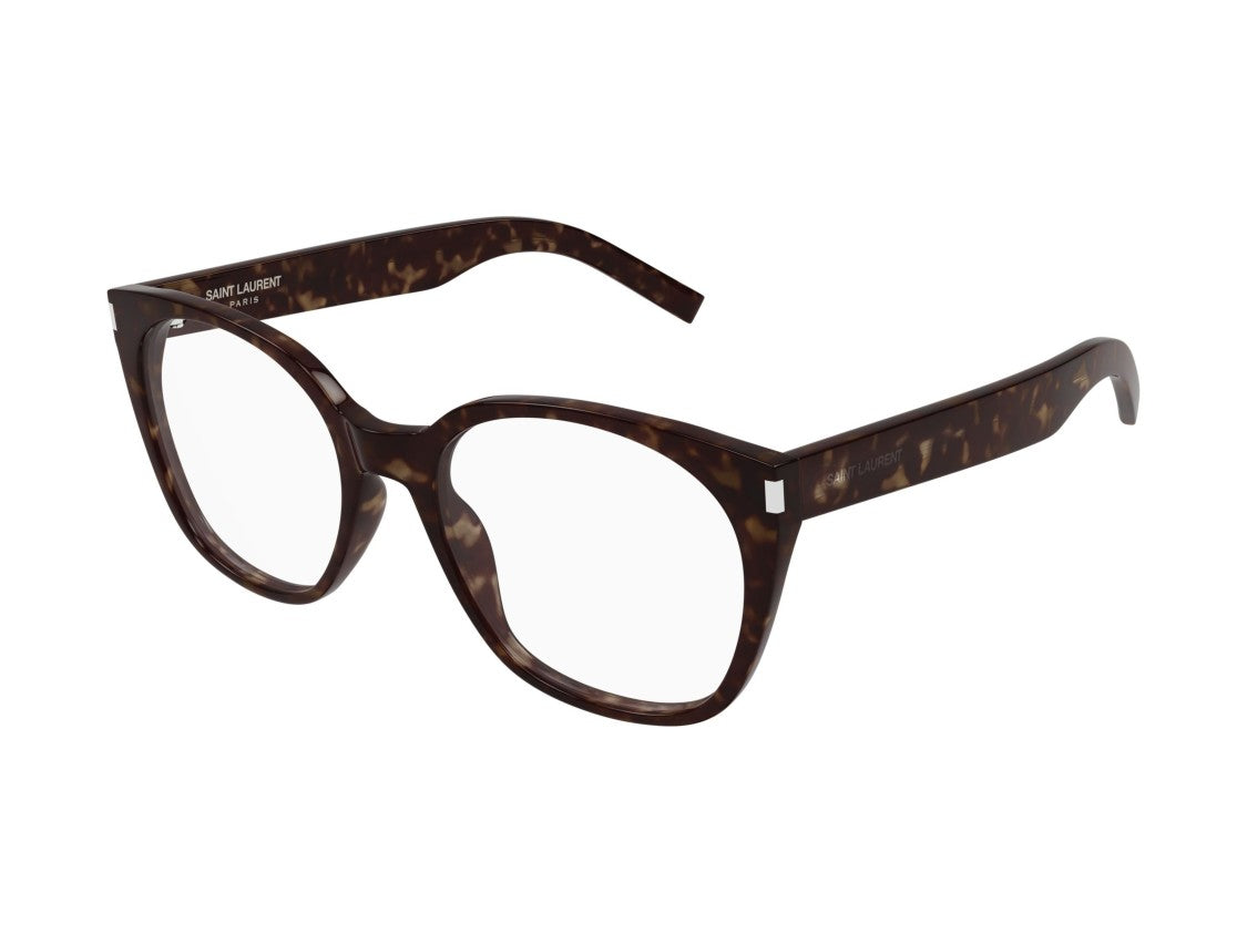 Saint Laurent Silver Sl 897 Tortoiseshell Oversized Round Eyeglasses
