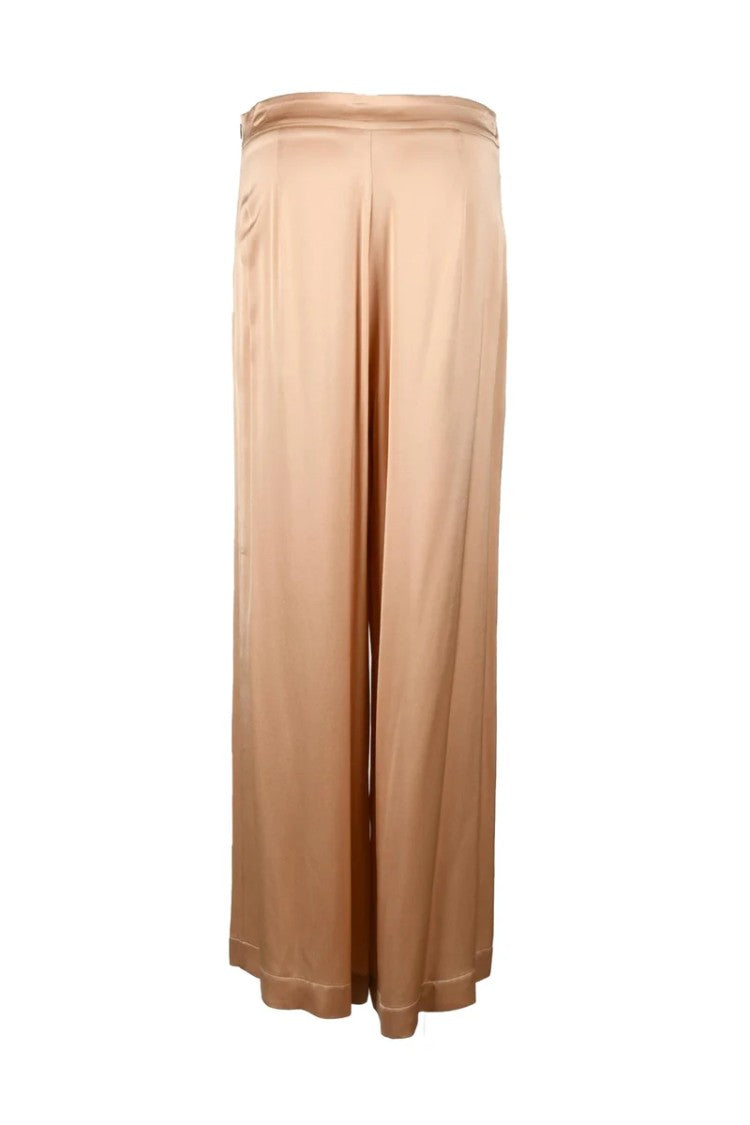 Ottod'ame Wide-Leg Pink Viscose Trousers With Minimalist Design