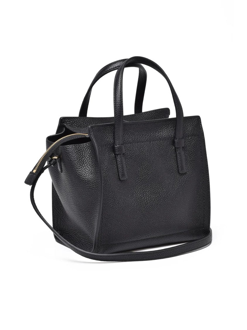 Salvatore Ferragamo Pebbled Leather Shoulder Bag With Gold-Tone Accents