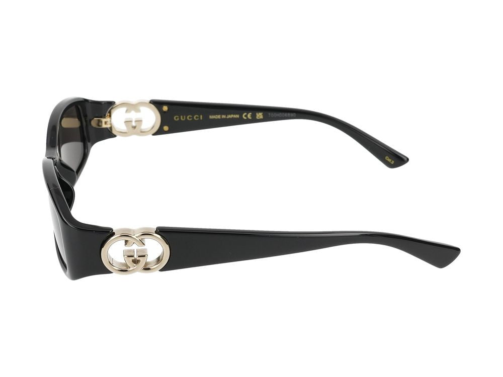 Gucci Black Gg1661s Rectangular Gold Sunglasses